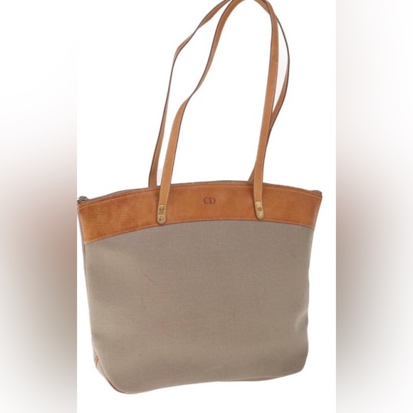 Dior Handbags - Christian Dior Diorissimo Grey Canvas w/ Brown Leather Micro CD embossing